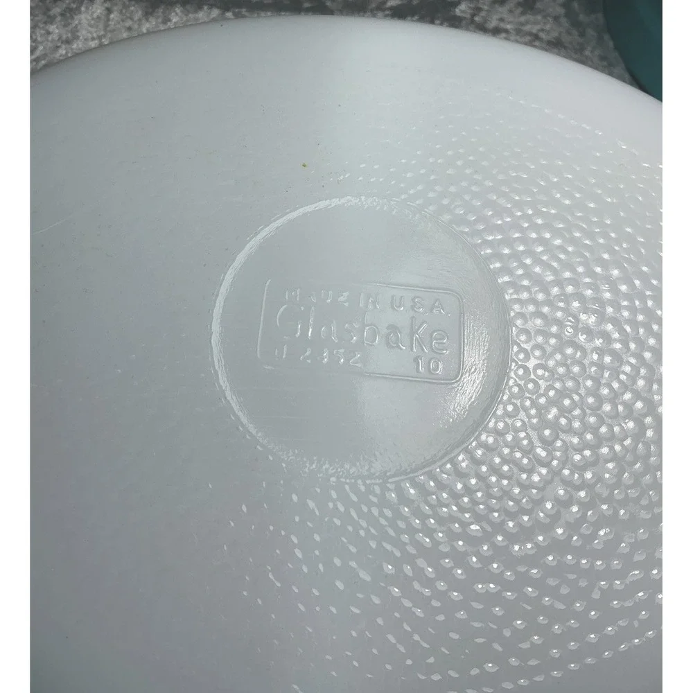 VTG Glasbake White Milk Glass Milk Thistle Oval Divided Casserole  J2352